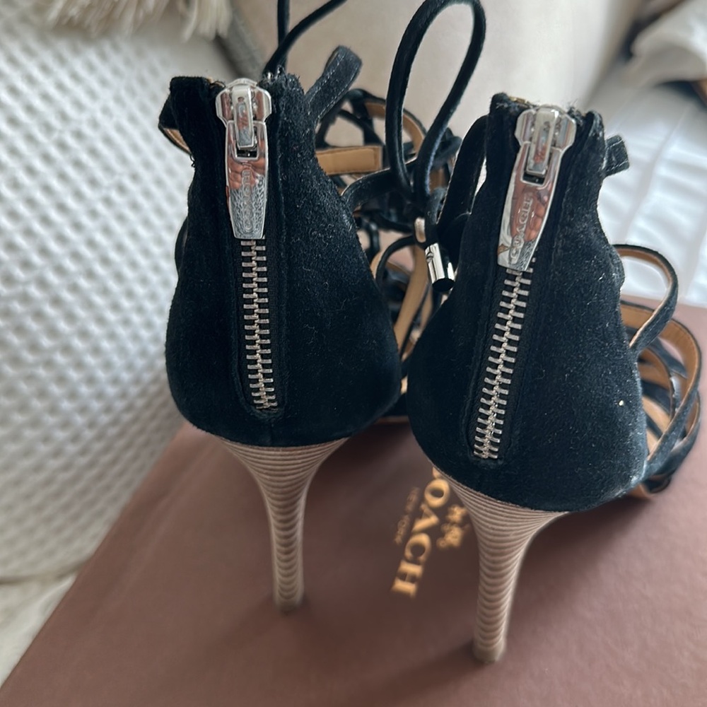 Coach Salvadora Black Suede Lace up Sandal - SIZE 8.5 - Picture 7 of 12